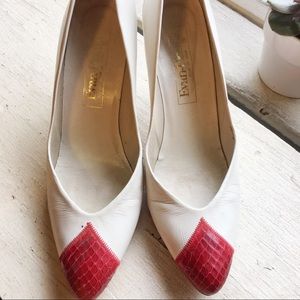 Evan Picone Vintage White/Red Pumps/ Heels